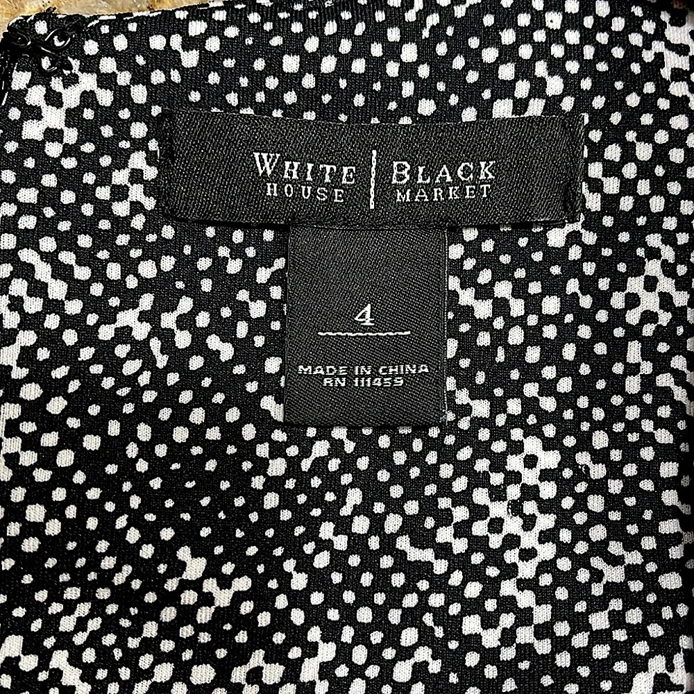 White House Black Market Black/ White Print Sheath Dress 4 - Picture 5 of 6
